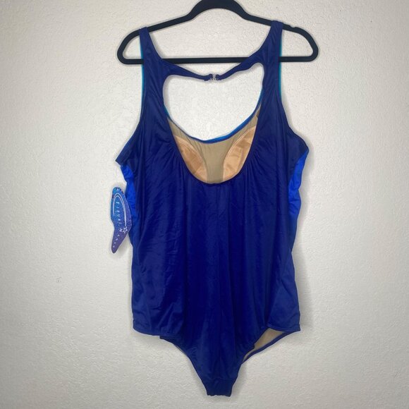 Figure Magic Blue Ombre One-Piece Swimsuit With Built-In Bra & Back Clasp Detail - Picture 3 of 11